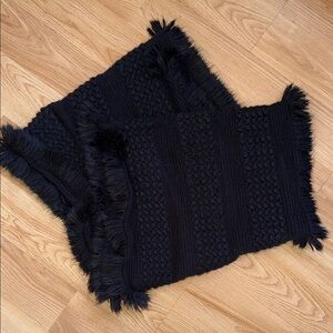 Cejon Black Fringe knit scarf wrap made of 100% acrylic